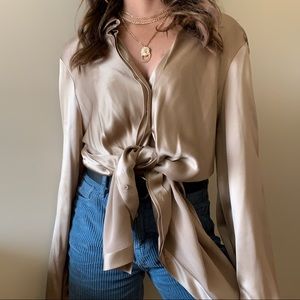 100% silk Express Flowy Button Up Shirt